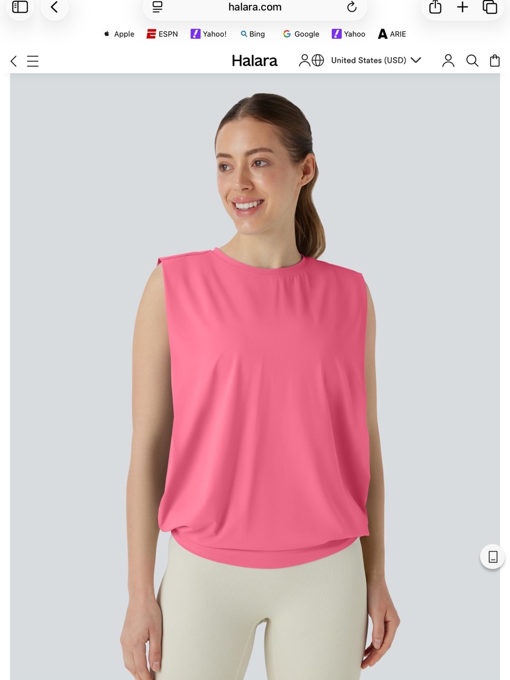 HALARA Pink Sleeveless Muscle Tee - Relaxed Fit